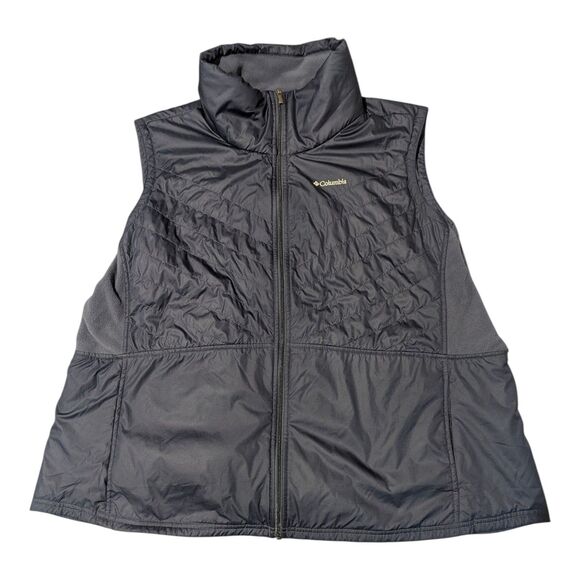 Columbia Vest Womens 3XL Blue Hybrid Diamond Quilted Fleece Full Zip Hiking Out - Picture 1 of 8